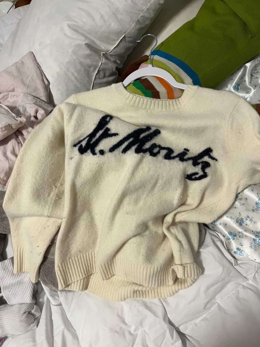 Brandy Melville Cream St. Moritz Script Crewneck Sweater